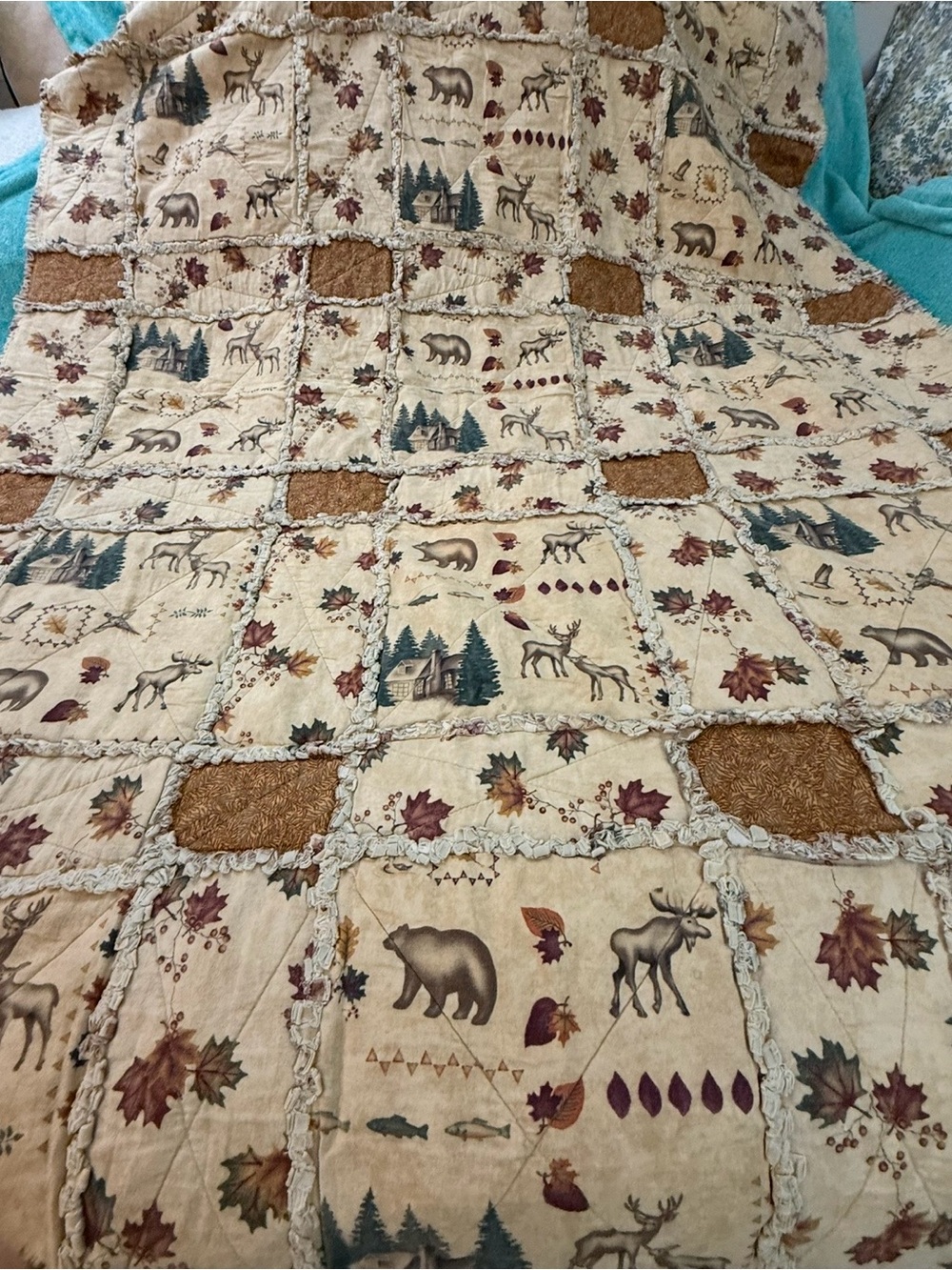 Wildlife Tan 47” X 71” Handmade Quilt